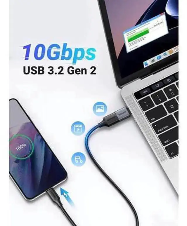 Alt view image 2 of 7 - UGREEN USBC to USBA 3.2 Gen2 10Gbps OTG Adapter 2Pack, TypeC Male to USBA Female Converter for iPhone 17 Pro Max 16 15, MacBook Air, iMac, iPad, Galaxy Tab S9, S25