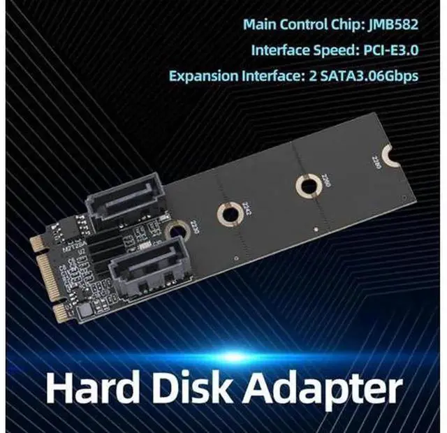 Alt view image 3 of 4 - M.2 A+E Key to 2Port SATA Expansion Card, Serial Hard Drive Converter Adapter, M.2 2230 A+E Slot to Dual SATA 3.0 6Gbps Ports for Desktop Storage Expansion