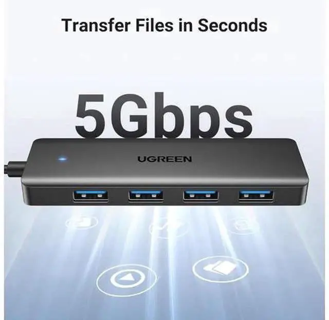 Alt view image 7 of 7 - UGREEN 4Port USB 3.0 UltraSlim USBA Splitter Expander Hub, 5Gbps HighSpeed Data Transfer, MultiPort Extension for Mouse, Keyboard, Flash Drive, Printer, Laptop, Desktop PC, Xbox, PS5