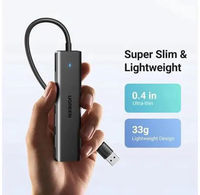 Alt view image 5 of 7 - UGREEN 4Port USB 3.0 UltraSlim Hub 0.98FT/0.3M, USBA Splitter Expander 5Gbps Data Transfer for Mouse, Keyboard, Flash Drive, Printer, Laptop, Desktop PC, Xbox, PS5