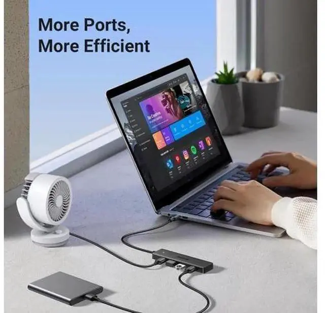 Alt view image 6 of 7 - UGREEN 4Port USB 3.0 UltraSlim Hub 0.98FT/0.3M, USBA Splitter Expander 5Gbps Data Transfer for Mouse, Keyboard, Flash Drive, Printer, Laptop, Desktop PC, Xbox, PS5