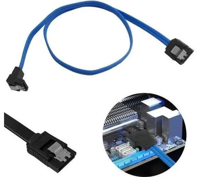 Alt view image 3 of 7 - DaKuan 12Pack SATA III 6Gbps Cables, Straight & 90 Degree RightAngle SATA Cables with Locking Latch, 6 Black & 6 Blue for Desktop PC Motherboard HDD SSD Internal Chassis Wiring