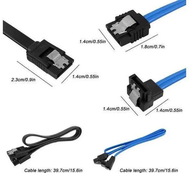 Alt view image 7 of 7 - DaKuan 12Pack SATA III 6Gbps Cables, Straight & 90 Degree RightAngle SATA Cables with Locking Latch, 6 Black & 6 Blue for Desktop PC Motherboard HDD SSD Internal Chassis Wiring