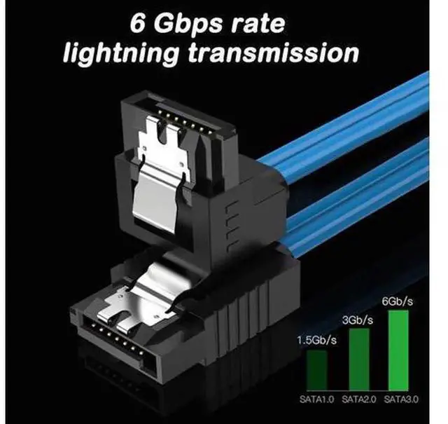 Alt view image 4 of 7 - DaKuan 12Pack SATA III 6Gbps Cables, Straight & 90 Degree RightAngle SATA Cables with Locking Latch, 6 Black & 6 Blue for Desktop PC Motherboard HDD SSD Internal Chassis Wiring
