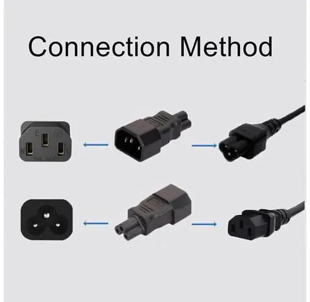 Alt view image 4 of 4 - C14 to C5 IEC320 Power Adapter Converter, Universal IEC Socket Power Adaptor for Computer, Television, PDU, UPS, Convert IEC C14 Male to C5 Female Power Connection