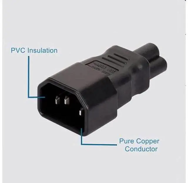 Alt view image 2 of 4 - IEC320 C14 to C5 Power Adapter, Universal IEC Socket Power Converter for Computer TV PDU UPS, C14 Male to C5 Female Mains Power Adaptor for RackMount Equipment Power Connection