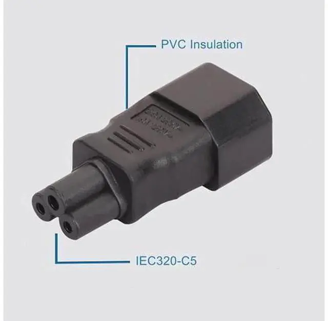 Alt view image 3 of 4 - IEC320 C14 to C5 Power Adapter, Universal IEC Socket Power Converter for Computer TV PDU UPS, C14 Male to C5 Female Mains Power Adaptor for RackMount Equipment Power Connection