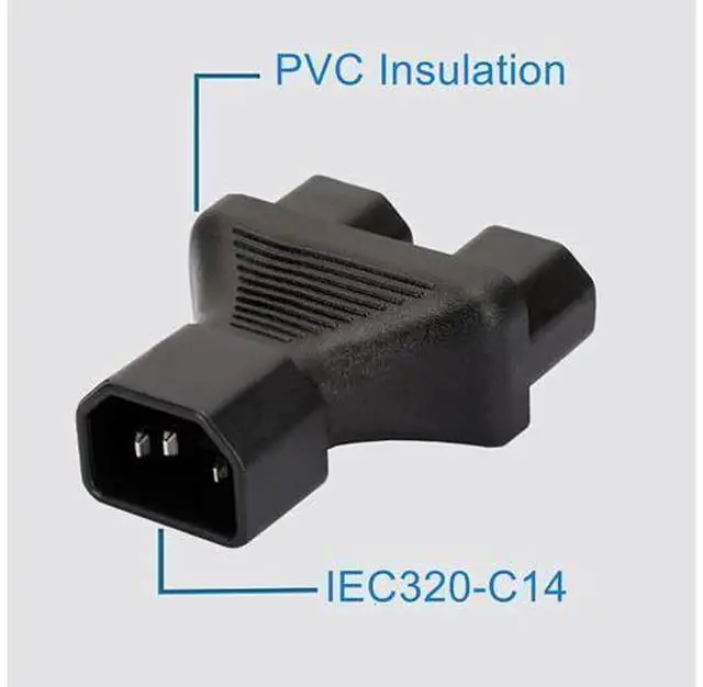 Alt view image 4 of 4 - IEC320 C14 to Dual C13 Power Adapter, Universal IEC Socket YType Power Splitter for Computer, Monitor, TV, Server, PDU, UPS, RackMount Gear, 10A 250V IEC 320 Converter for Standard C13 Peripherals