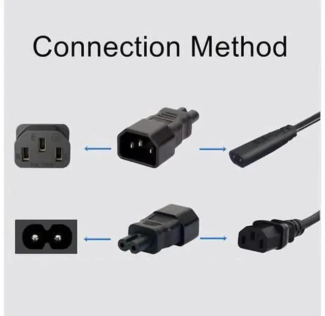 Alt view image 3 of 4 - IEC320 C14 to C7 Power Adapter, Universal IEC Socket Power Converter Cord for Computer, TV, Monitor, Laptop Charger, PDU, UPS, RackMount Devices, 10A 250V IEC 320 AC Power Adaptor for C7 Port Electro