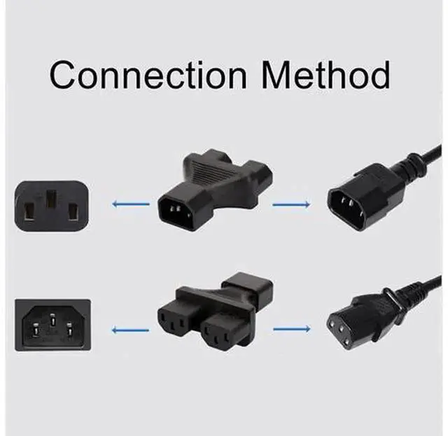 Alt view image 3 of 4 - IEC320 C14 to Dual C13 Power Adapter, Universal IEC Socket YType Power Splitter Cord for Computer, TV, Monitor, Server, PDU, UPS, RackMount Devices, 10A 250V IEC 320 Converter for Dual C13 Periphera