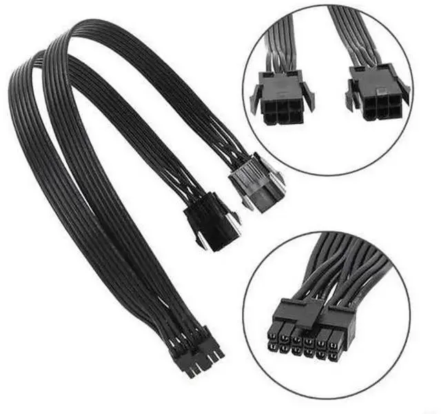 Alt view image 2 of 4 - 2 x 6Pin to 12Pin Graphics Card Power Adapter Cable, PCIe 6Pin Male to 12Pin Female GPU Power Converter Cord for RTX30 Series Graphics Cards, HighCurrent GPU Power Supply Cable for Desktop PC