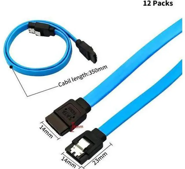 Alt view image 3 of 7 - 12Pack SATA III Data Cables, 6.0Gbps Straight Blue SATA 3 Cable with Locking Latch 16 Inches, HighSpeed SATA III Cord for HDD, SSD, CD ROM, DVDROM Drives, Desktop PC Internal Storage Connection Wir
