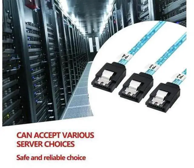 Main image of 90Degree SATA 3.0 Mini SAS Data Cable, Tinned Copper 6Gbps 7Pin 4SATA to 4SATA SSD Hard Drive Cord, Right Angle SATA3 Replacement Cable for Server, RAID Controller, SSD HDD Storage Connection