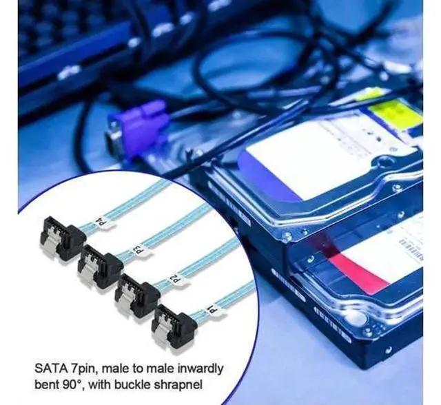 Alt view image 5 of 7 - 90Degree SATA 3.0 Mini SAS Data Cable, Tinned Copper 6Gbps 7Pin 4SATA to 4SATA SSD Hard Drive Cord, Right Angle SATA3 Replacement Cable for Server, RAID Controller, SSD HDD Storage Connection