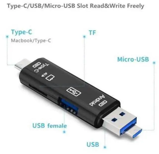 Main image of USB 3.1 HighSpeed TypeC OTG Card Reader, Portable SD TF Micro SD Memory Card Adapter, PlugandPlay USBC Card Reader for Laptops, Desktops, Phones & Tablets for File Transfer and Data Backup