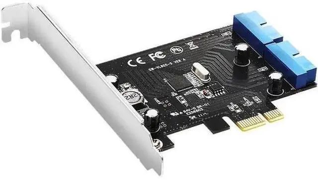 Alt view image 3 of 6 - Super Speed PCIE X1 to Dual 20Pin USB 3.0 Controller Card, PCI Express Internal USB3.0 Header Expansion Card with LowProfile Bracket for Desktop PC Motherboard Front Panel Connection