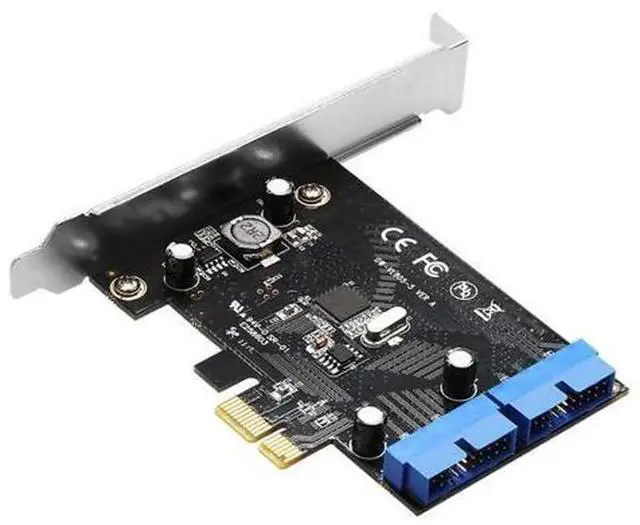 Main image of Super Speed PCIE X1 to Dual 20Pin USB 3.0 Controller Card, PCI Express Internal USB3.0 Header Expansion Card with LowProfile Bracket for Desktop PC Case FrontPanel USB Connection