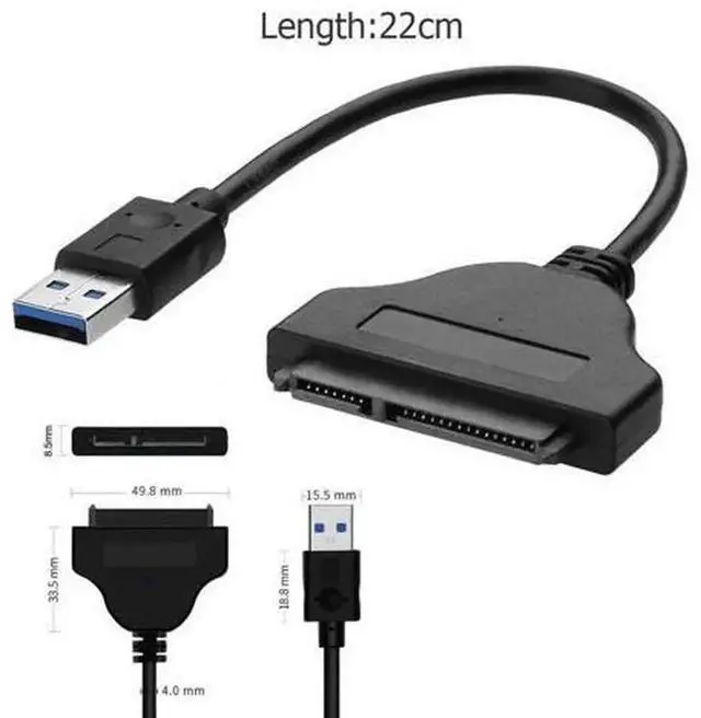 Alt view image 2 of 4 - USB 3.0 to SATA 3 Adapter Cable 6Gbps, External 2.5 Inch SSD HDD Hard Drive Converter Cord, HighSpeed SATA to USB 3.0 Connector for 2.5" SATA Drives, Compatible with Bitcoin Miner Mining System & Des
