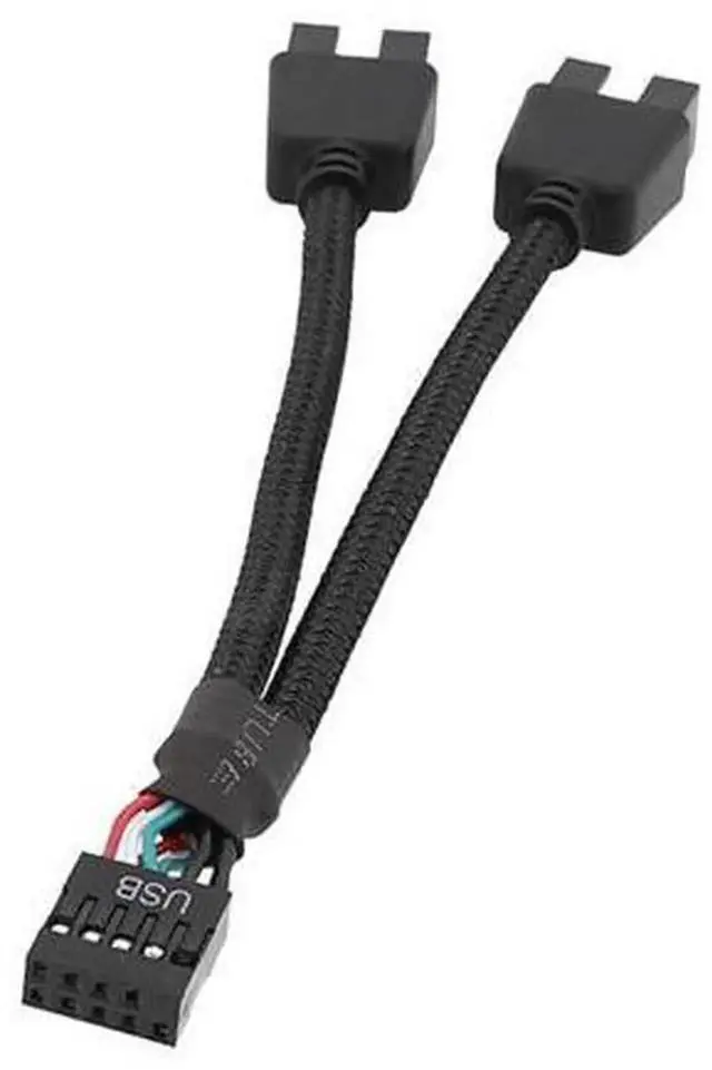 Main image of 9Pin USB Header Female 1 to 2 Male Splitter Cable, Plastic & Metal Material 9P Internal USB Header Extension Adapter Cable, for Desktop Motherboard Internal USB Port Expansion