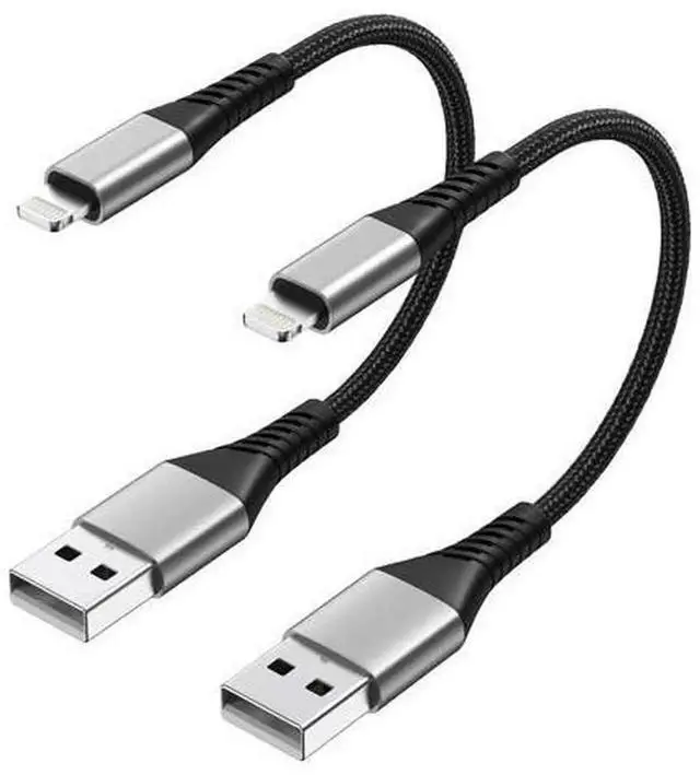 Main image of 2Pack 6 Inch 0.5ft Short USBA to Lightning Charger Cable, Fast Charging Short iPhone Charging Cord for Charging Station, Compatible with iPhone 14 13 12 11 Pro Max and LightningEnabled Apple Device