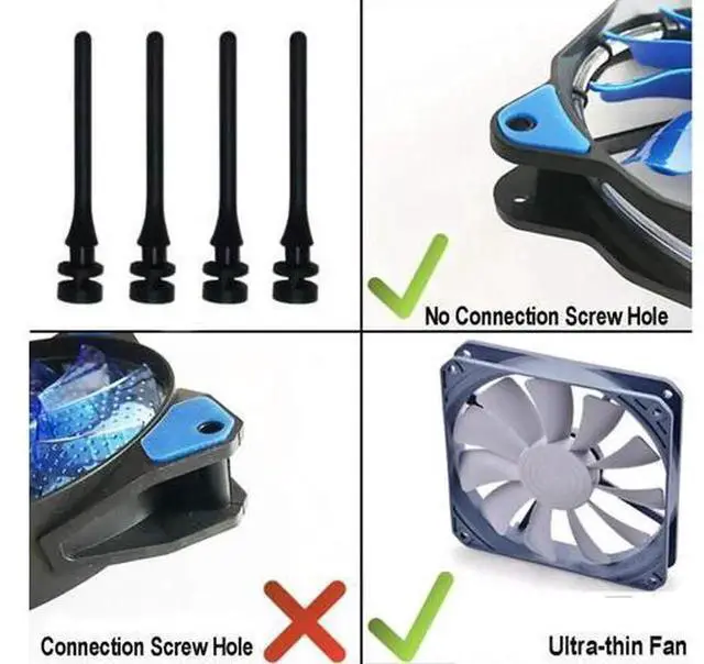 Alt view image 6 of 6 - 20PCS Black Soft Rubber AntiVibration Fan Mount Rivet Screws 40mm /1.57in, Noise Reduction Mounting Pins for PC Case Fans, CPU Cooling Fan ShockAbsorbing Installation Fasteners for Desktop Chassis
