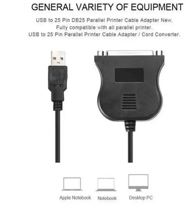 Alt view image 3 of 6 - Black BiDirectional USB to DB25 25Pin Parallel Printer Adapter Cable, USBA to DB25 Parallel Port Converter Cord, Bidirectional Data Communication for Legacy Parallel Printers and Industrial DB25 Pe