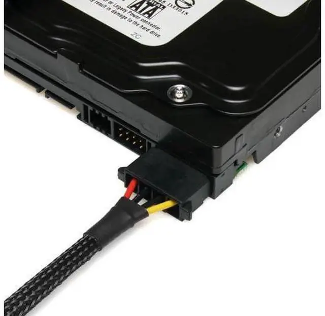 Alt view image 2 of 5 - CRJ 12Inch 30cm SATA to Dual Molex Power Adapter Cable, Black Sleeved 15Pin SATA to Dual 4Pin Molex Power Cord, Supplies Power for Two Peripheral Devices from Single SATA Power Connector
