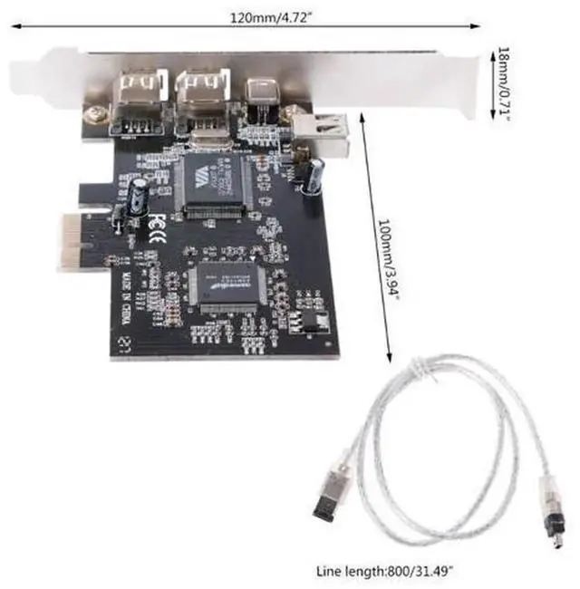 Alt view image 3 of 4 - PCIE 1X IEEE 1394A FireWire Expansion Card, 4Port (3+1) 1394A Adapter with 6Pin to 4Pin FireWire Cable, HighSpeed FireWire 400 Controller Card for Desktop PC Legacy Device Connection