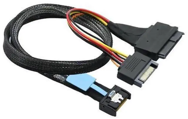 Main image of Gen5 MCIO Slimline SFF8654 4I to SFF8639 U.2 Adapter Cable, with 15Pin SATA Power Cord, HighSpeed Converter Wire for Server U.2 NVMe SSD Storage Expansion