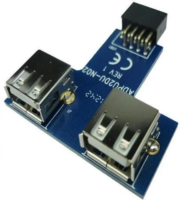 Main image of Motherboard USB 2.0 9Pin Header Female to Dual USBA Female PCB Adapter Board, Internal PC Case Converter Card for Desktop Mainboard FrontPort USB Expansion