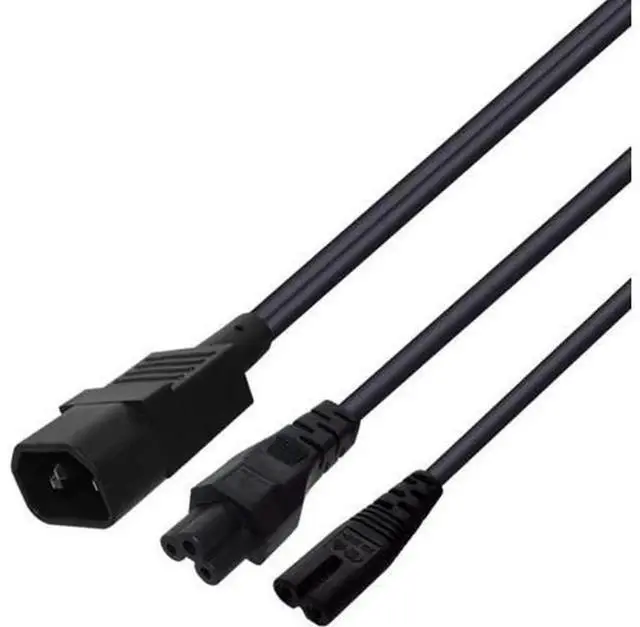 Main image of 1FT C14 Male PDUStyle YSplitter Power Extension Cord, C14 Input Male to C5+C7 Dual Output Power Plug Cable for Computer Server PDU Power Distribution Connection