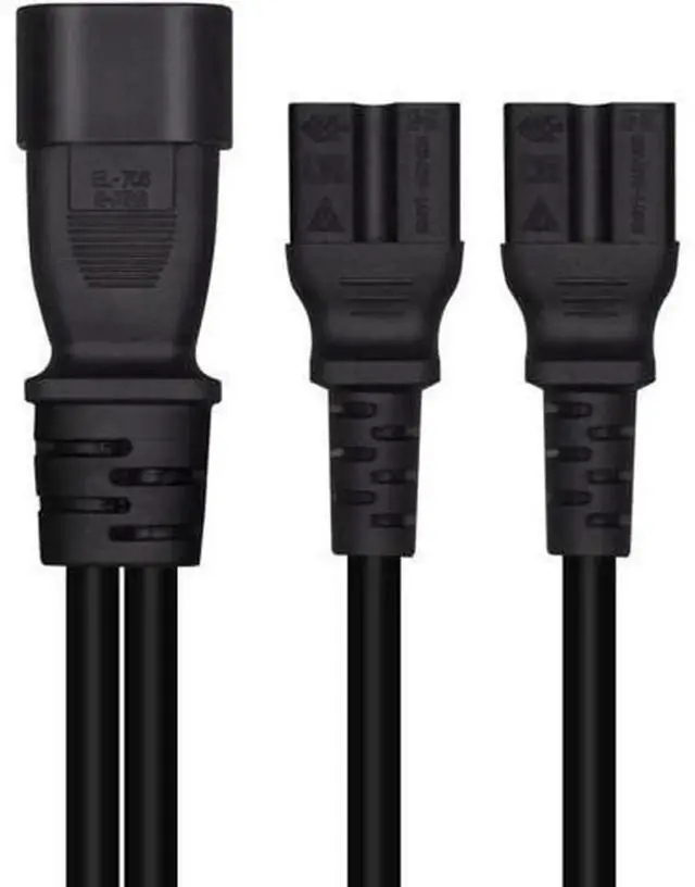 Alt view image 2 of 5 - 1FT IEC C14 Male PDUStyle YSplitter Power Cord, C14 Male to Dual C15 Female Extension Cable, AC Power Splitter Wire for Server Rack Cabinet PDU Power Distribution