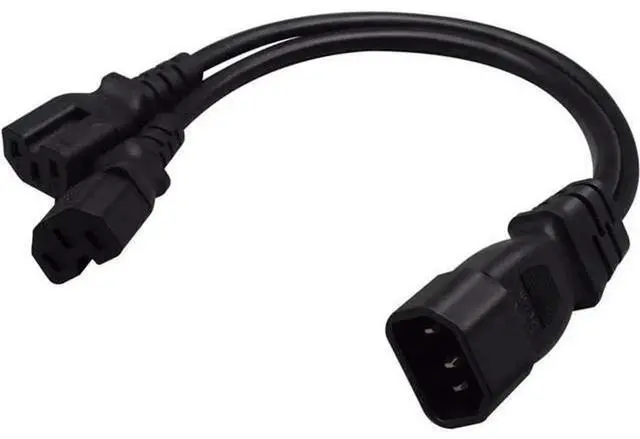 Alt view image 4 of 5 - 1FT IEC C14 Male PDUStyle YSplitter Power Cord, C14 Male to 2Pack C15 Female Extension Cable, AC Power Splitter for Server Rack Cabinet PDU Power Distribution Setup
