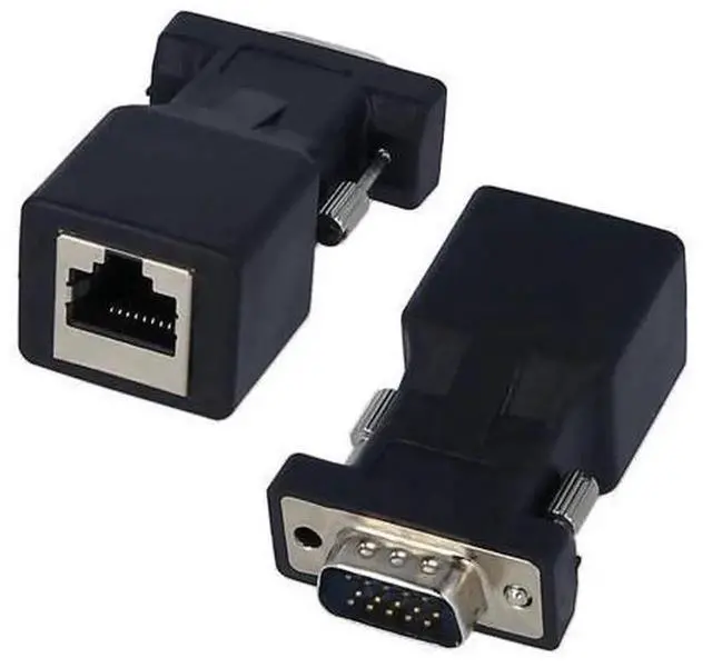 Alt view image 4 of 7 - 2PCS VGA Male to RJ45 Adapter, VGA Over CAT5e CAT6 Ethernet Port Converter, Video Signal Transmitter Adapter for Extending VGA Signal via Network Cable