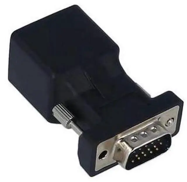 Alt view image 2 of 7 - 2PCS VGA Male to RJ45 Adapter, Analog VGA Video Over CAT5e CAT6 Ethernet Converter, Use Network Cable to Extend VGA Signal for Monitor Projector Display Transmission