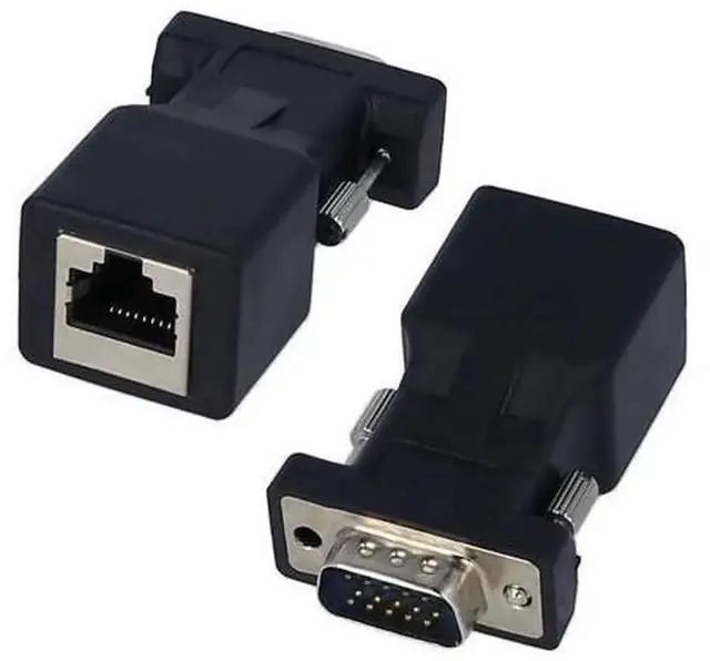 Main image of 2PCS VGA Male to RJ45 Adapter, Analog VGA Video Over CAT5e CAT6 Ethernet Converter, Use Network Cable to Extend VGA Signal for Monitor Projector Display Transmission