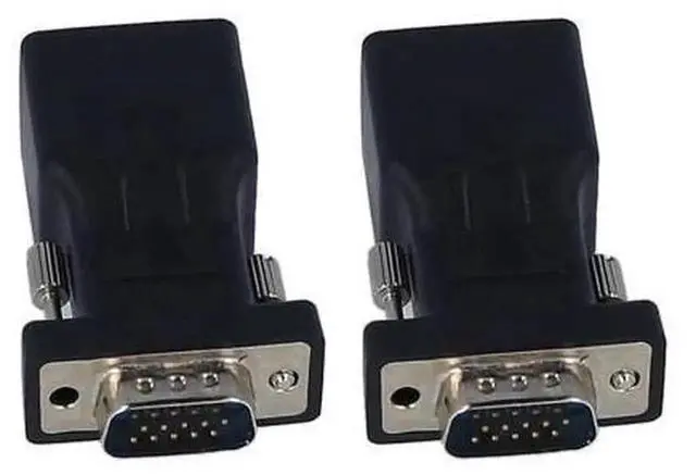 Alt view image 4 of 7 - 2PCS VGA Male to RJ45 Adapter, Analog VGA Video Over CAT5e CAT6 Ethernet Converter, Use Network Cable to Extend VGA Signal for Monitor Projector Display Transmission