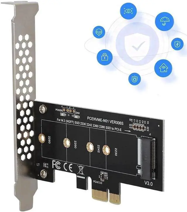 Alt view image 3 of 7 - NVMe M.2 MKey to PCIE 3.0 X1 Host Controller Expansion Card, M2 NGFF PCIe Adapter Supports NVMe/AHCI SSD 2230/2242/2260/2280 with LowProfile Chassis Bracket