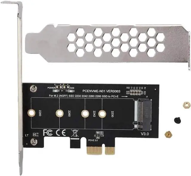 Alt view image 6 of 7 - NVMe M.2 MKey to PCIE 3.0 X1 Host Controller Expansion Card, M2 NGFF PCIe Adapter Supports NVMe/AHCI SSD 2230/2242/2260/2280 with LowProfile Chassis Bracket