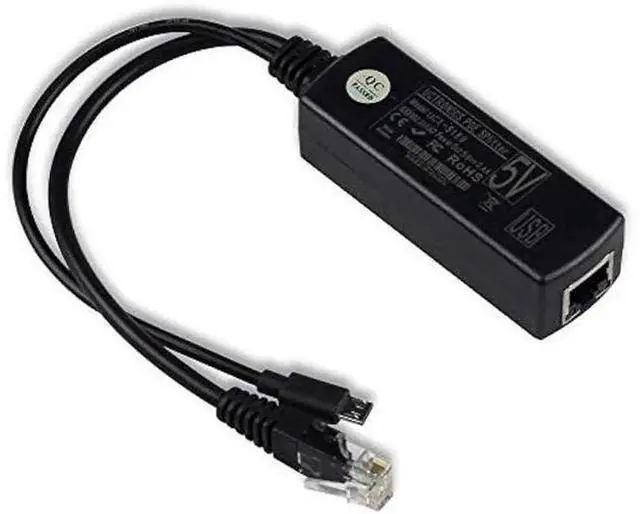 Main image of UCTRONICS IEEE 802.3af Active PoE Splitter, 48V to 5V 2.4A Micro USB Power Over Ethernet Adapter for Raspberry Pi 2/3B+, Dropcam, Tablets, MicroUSB Smart Home Surveillance Devices