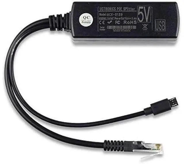 Alt view image 6 of 7 - UCTRONICS IEEE 802.3af Active PoE Splitter, 48V to 5V 2.4A Micro USB Power Over Ethernet Adapter for Raspberry Pi 2/3B+, Dropcam, Tablets, MicroUSB Smart Home Surveillance Devices