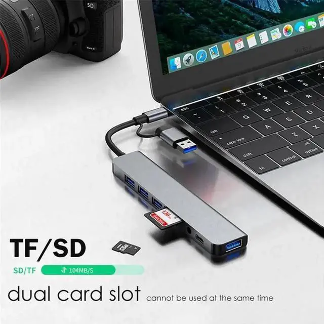 Alt view image 5 of 7 - 8in1 USBC Docking Station Multiport Laptop Dock, USB3.0 & 3×USB2.0, 100W PD PassThrough Charging, SD/TF Card Reader, 3.5mm Audio Jack for MacBook, iPad, Steam Deck, USBA/C Devices