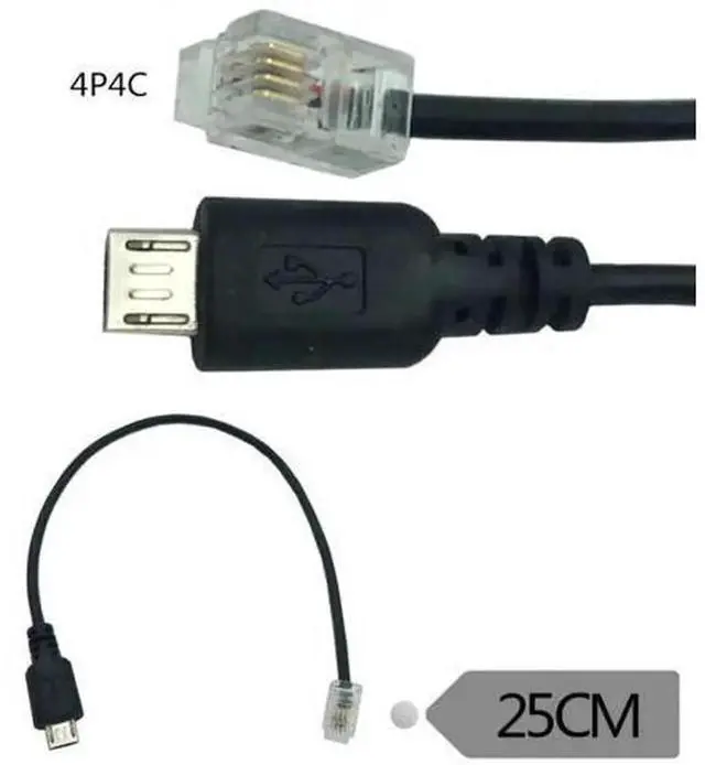 Main image of 0.25M Micro USB Male to RJ9 4P4C Male Extension Adapter Cable, MicroUSB to RJ9 4P4C Converter Wire for Handset Headsets, Telephone Receiver & Custom DIY Hardware Projects