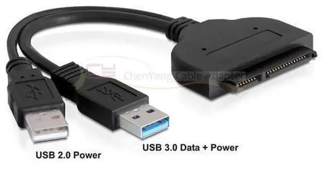 Alt view image 3 of 3 - USB 3.0 to SATA 22Pin 2.5Inch HDD SSD Adapter Cable, USB3.0 to SATA 22P Hard Drive Converter with Auxiliary USB Power Cord for 2.5 Inch SATA Hard Disk Drives