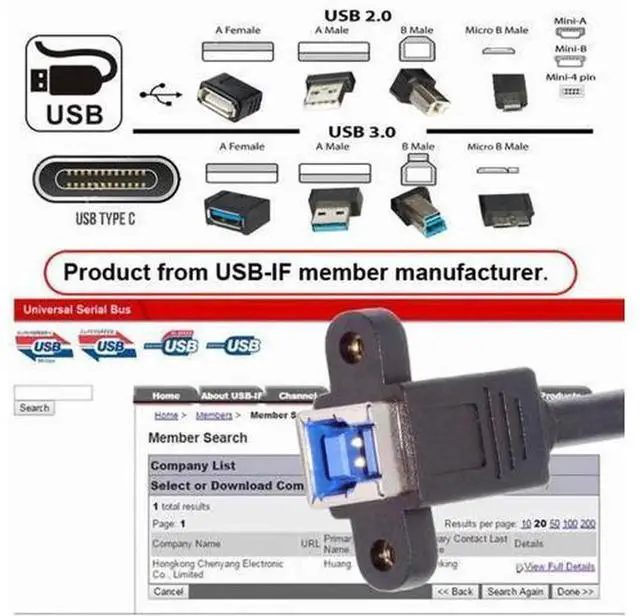 Alt view image 4 of 5 - 30cm USB 3.0 TypeB Female to USBC Male Extension Cable, 5Gbps HighSpeed Data Transfer Cord for SSD Drives, External Disk, Cameras, Printer & USBC Host Device Connection