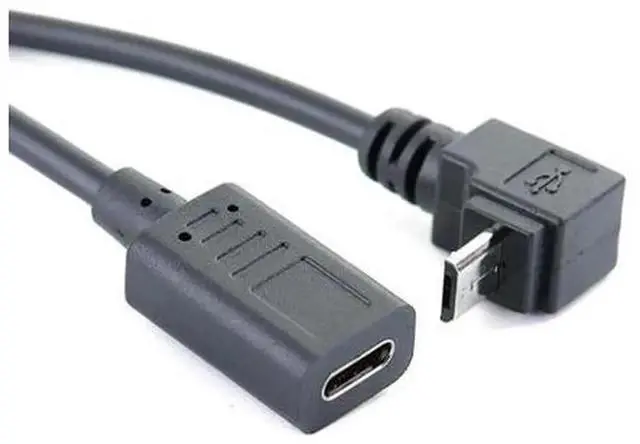 Main image of 27cm 90Degree USBC Female to MicroB Male OTG Adapter Cable, RightAngle TypeC Female to Micro USB Male Cord for Charging, Data Sync & OTG Device Connection