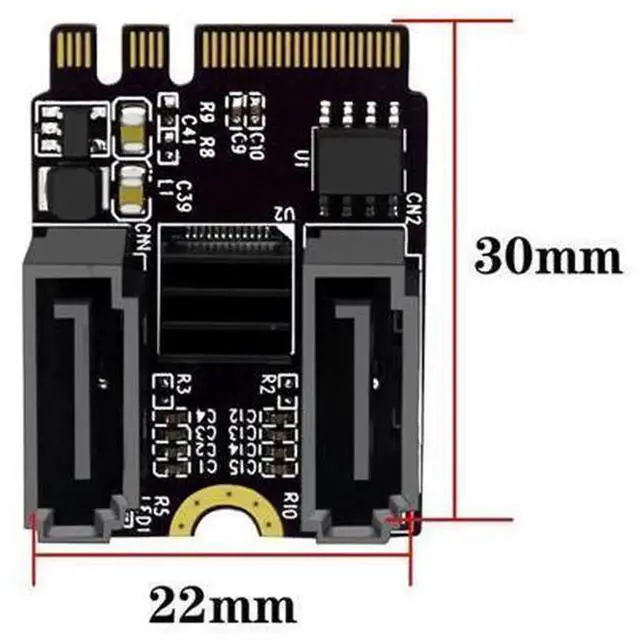Alt view image 2 of 4 - M.2 Key A+E to SATA 3.0 Expansion Adapter Card, M2 to SATA3.0 Converter Board for Adding SATA HDD SSD Storage, Fit for Desktop PC, Small Servers and Consumer Electronic Devices
