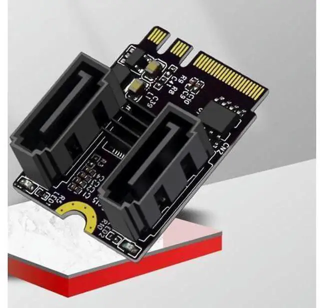 Alt view image 4 of 4 - M.2 Key A+E to SATA 3.0 Expansion Adapter Card, M2 to SATA3.0 Converter Board for Adding SATA HDD SSD Storage, Fit for Desktop PC, Small Servers and Consumer Electronic Devices