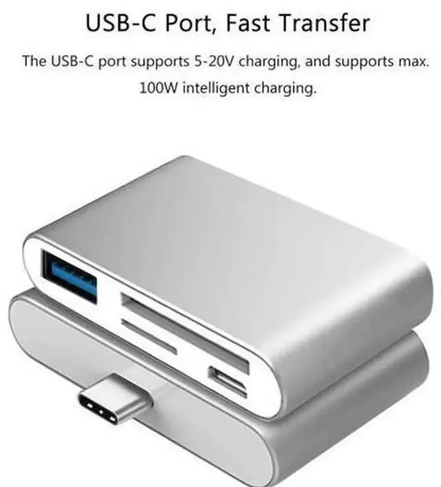 Alt view image 4 of 5 - 5in1 USB3.0 OTG MultiFunction TypeC Hub Adapter, Portable USBC PlugandPlay Card Reader with USB3.0 Port, TF & SD Card Slots for Mobile Phones, Tablets and USBC Devices