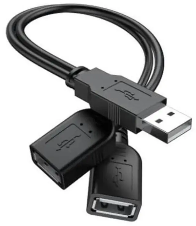 Main image of 2025 Upgraded USB 2.0 AMale to Dual USBFemale YSplitter Adapter Cable, 1to2 USB Power Extension Cord, Not Support CarPlay & Android Auto Function
